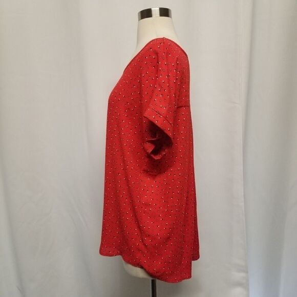 Pleione Red Tiny Dainty Floral Light Crepe Blouse Md - Picture 4 of 7